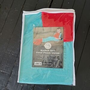 Down Home Rocket Tail Fleece Blanket Blue Orange